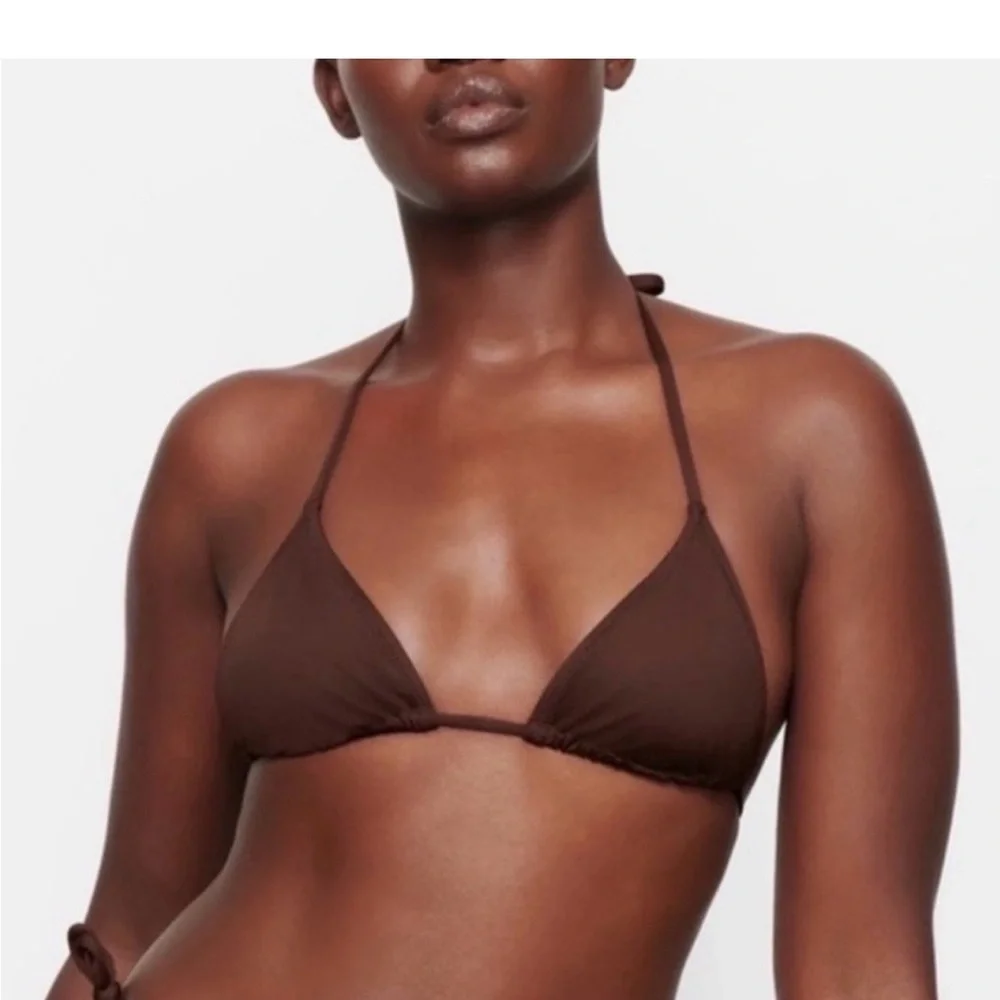 Skims Brown Triangle Bikini Top - Women Swim